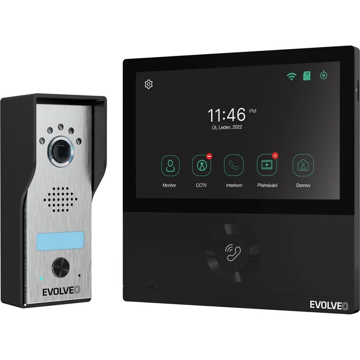 Evolveo EVOLVEO DoorPhone AHD7, Home WiFi Videophone Set mit Full HD Bildqualität, Nachtsicht, IP65 Wetterschutz, schwarzer Monitor