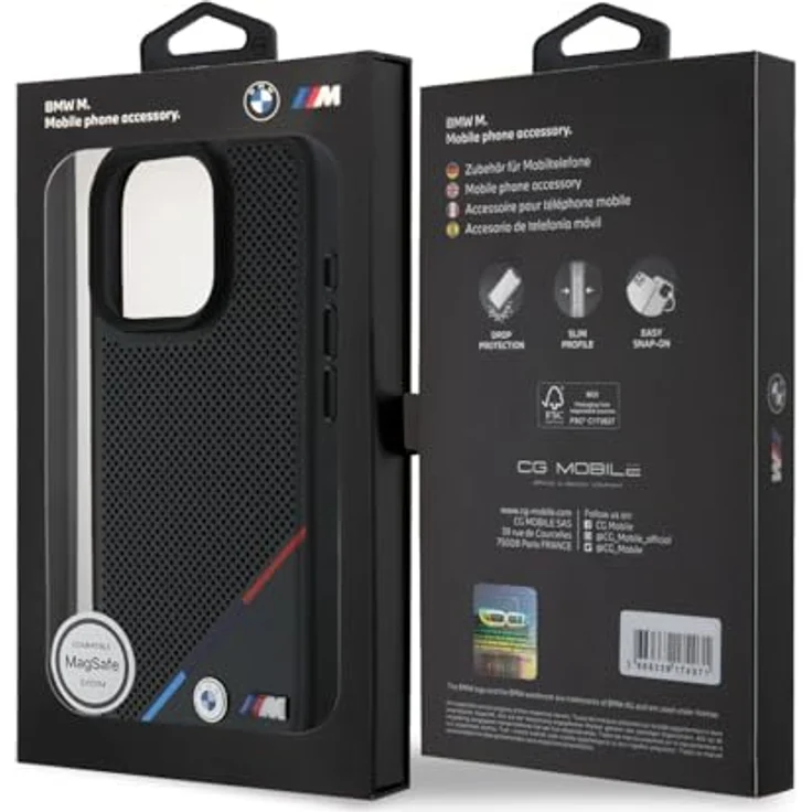 BMW BMHMP16L23PUPDK iPhone 16 Pro Hardcase, perforiert mit Tricolor Line und MagSafe, schwarz – Bild 8