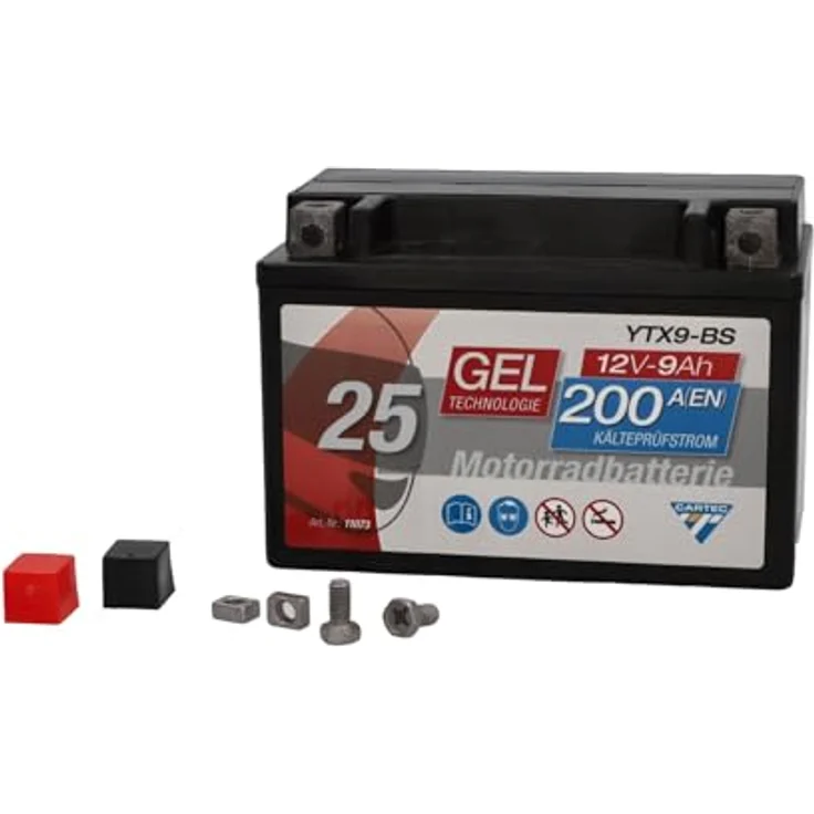CARTEC YTX9 BS Geltechnologie Motorradbatterie, wartungsfrei, auslaufsicher, zyklenfest, 8 Ah, 135 A Kaltstartstrom – Bild 8