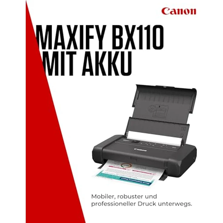 Canon MAXIFY BX110 Mobiler Drucker – WLAN-Drucker mit wiederaufladbarem Akku, druckt bis A4 | Perfekt für Home-Office & unterwegs – Bild 2