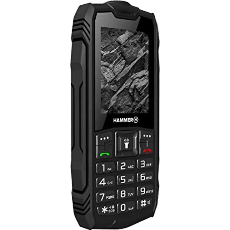 Hammer H Rock Handy ohne Vertrag, 2.4 Zoll Farbdisplay, Robust, Mega Batterie 1800 mAh, (IP68), Stoßfest, Baustellen Tasten, Taschenlampe, Dual SIM, Tastenhandy - Schwartz – Bild 2