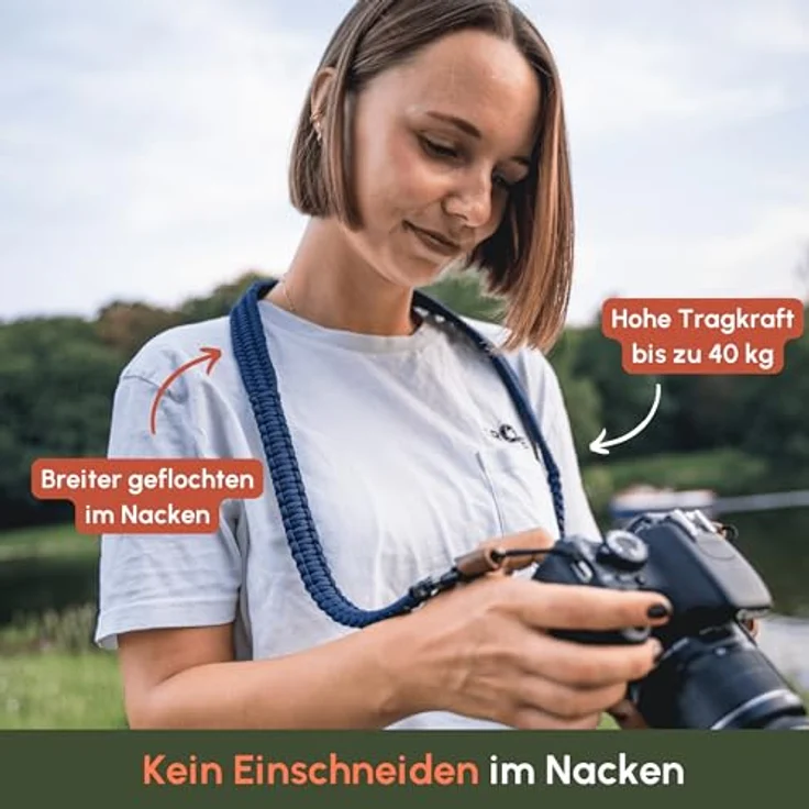C-Rope Kameragurt THE TRAVELER handgeflochten aus Paracord, Schultergurt mit Schnellverschluss, 100cm, Navy Blau – Bild 2