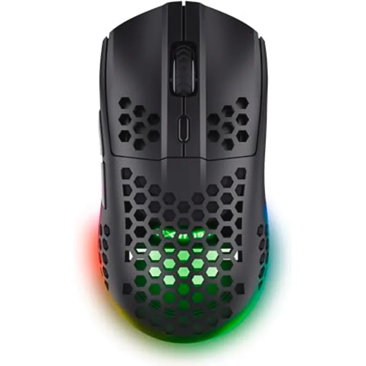 Trust Gaming GXT 929 Helox Kabellose Gaming Maus, Ultraleichte Maus 75g, 80h Dauerbetrieb, Einstellbare DPI (800-4800), Gaming PC MMO - Schwarz