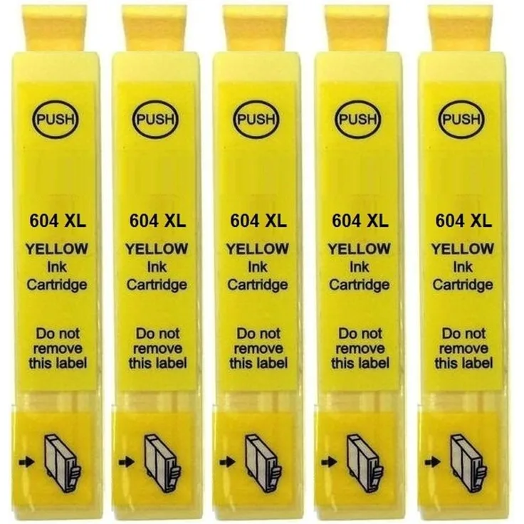 inkpro 5 x Druckerpatrone 604XL Y, kompatibel mit Epson 604 XL, gelb, XXL Füllmenge je 14 ml, für Expression Home und WorkForce Modelle