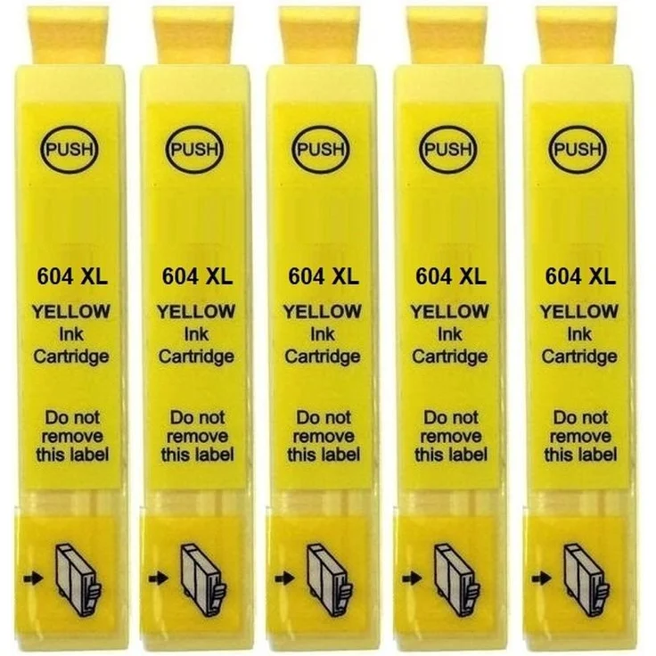 inkpro 5 x Druckerpatrone 604XL Y, kompatibel mit Epson 604 XL, gelb, XXL Füllmenge je 14 ml, für Expression Home und WorkForce Modelle