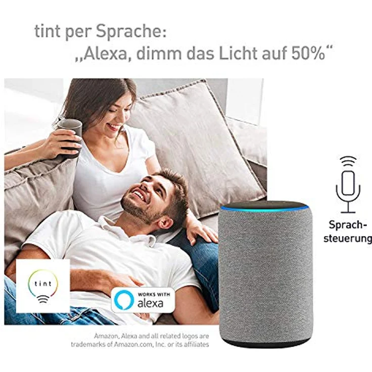 tint Smarte LED-Birne E27 – Steuerbar per Alexa, Fernbedienung oder App – Dimmbare E27 Glühbirne mit weißem und farbigem Licht RGB, 9,5 W – Bild 5