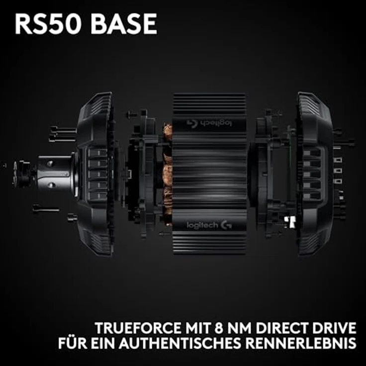 Logitech G RS50 System, 3-teiliges Sim-Racing-Lenkrad-Setup mit 8 Nm Direct Drive, 13 Tasten Wheel Hub und 28 cm Rundrad - für Xbox/PC - Schwarz – Bild 4
