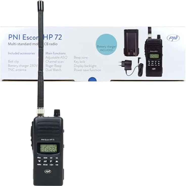 PNI Escort HP 72, Tragbarer CB-Radiosender 4W, AM-FM, ASQ, Dual Watch, Scan, ohne Batterie – Bild 8
