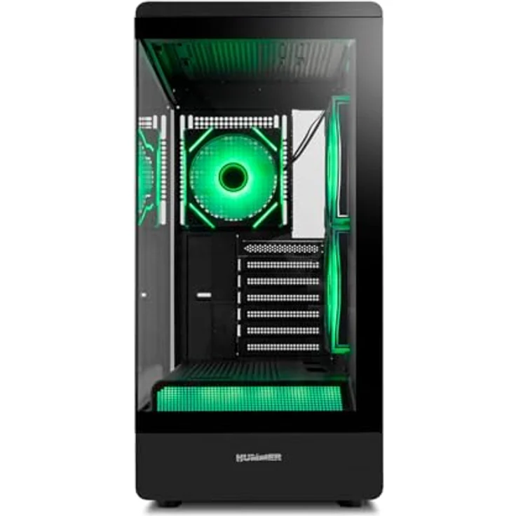 NOX Semitorre Hummer Signal ARGB Midi Tower PC-Gehäuse, gehärtetes Glas, schwarz, AT/MTX Unterstützung, RGB-Beleuchtung, verbessertes Kabelmanagement – Bild 2
