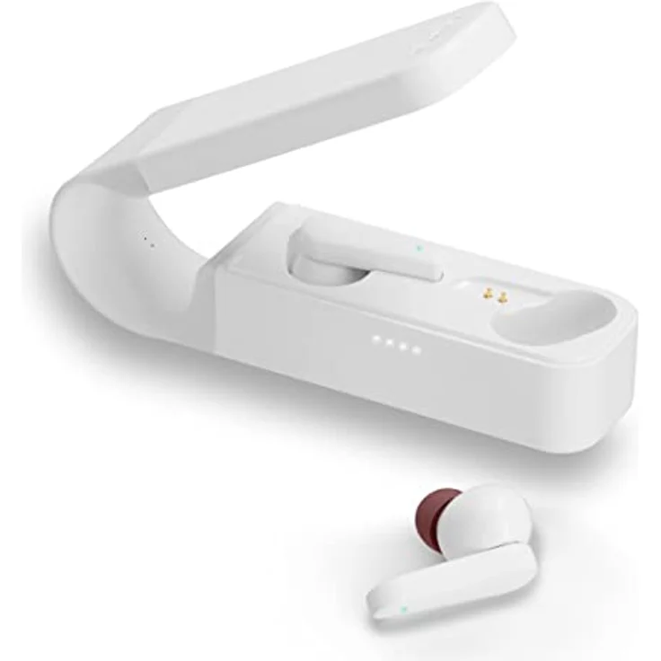 Hama Bluetooth Kopfhörer "Spirit Pocket" (In Ear Kopfhörer mit Mikrofon, True Wireless Earbuds mit Ladestation, besonders leicht, Laufzeit 30h, kabellose Kopfhörer mit Sprachsteuerung) weiß – Bild 1