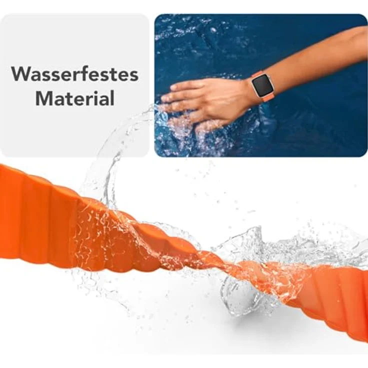 NALIA Core Magnet Armband für Apple Watch SE & iWatch Series 10-1, 38/40/41/42mm, atmungsaktives Silikon Loop, sportliches Rillendesign, Farbe: Leuchtorange – Bild 5
