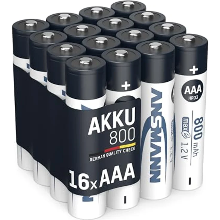 ANSMANN Akku AAA Micro 800mAh 1,2V NiMH 16 Stück, wiederaufladbar mit maxE – Bild 2