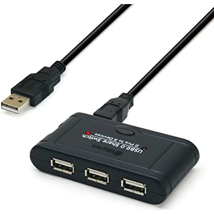 WAYTEX 28504 USB-Hub 2.0, 3 USB-A, selbstversorgt für 1 PC oder 2 PC – Kabel 1,00 m im Lieferumfang enthalten