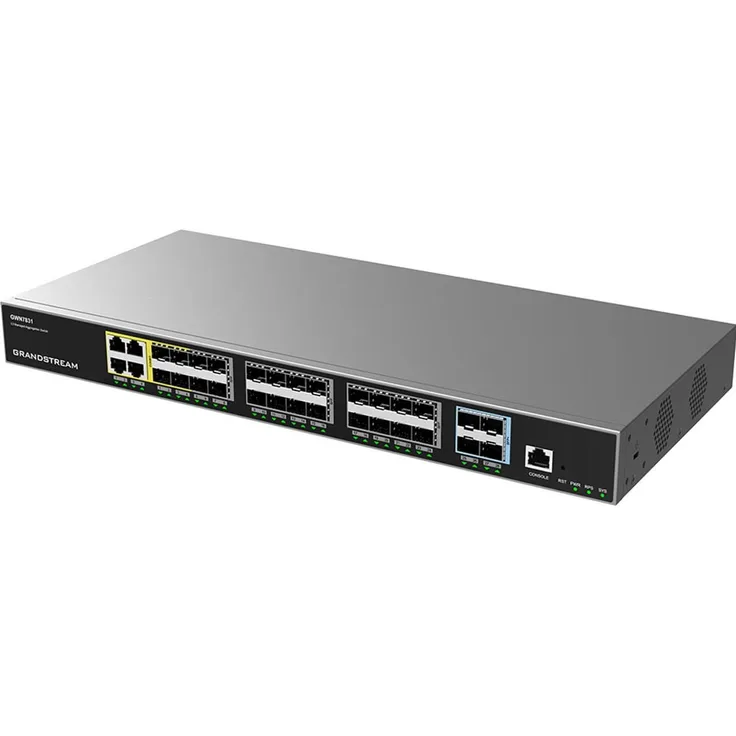 Grandstream 24+4P Grandstream GWN7831, 24x Gigabit ports, 4x SFP+, Netzwerk Switch, Grau