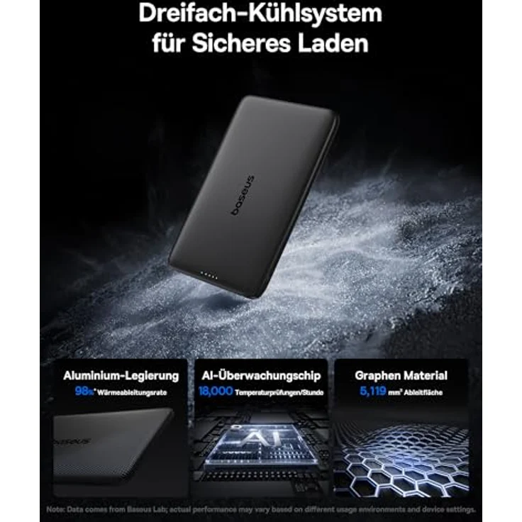 Baseus Magsafe Power Bank Ultra Slim, Magnetische 5000mAh Powerbank für iPhone 16/15/14, Mini Wireless mit USB-C PD 20W und LED-Display, Schwarz – Bild 4