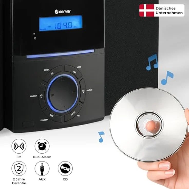 Denver DENVER Mini-Stereoanlage MCA-240, CD-Player Kompaktanlage, Schwarz – Bild 3
