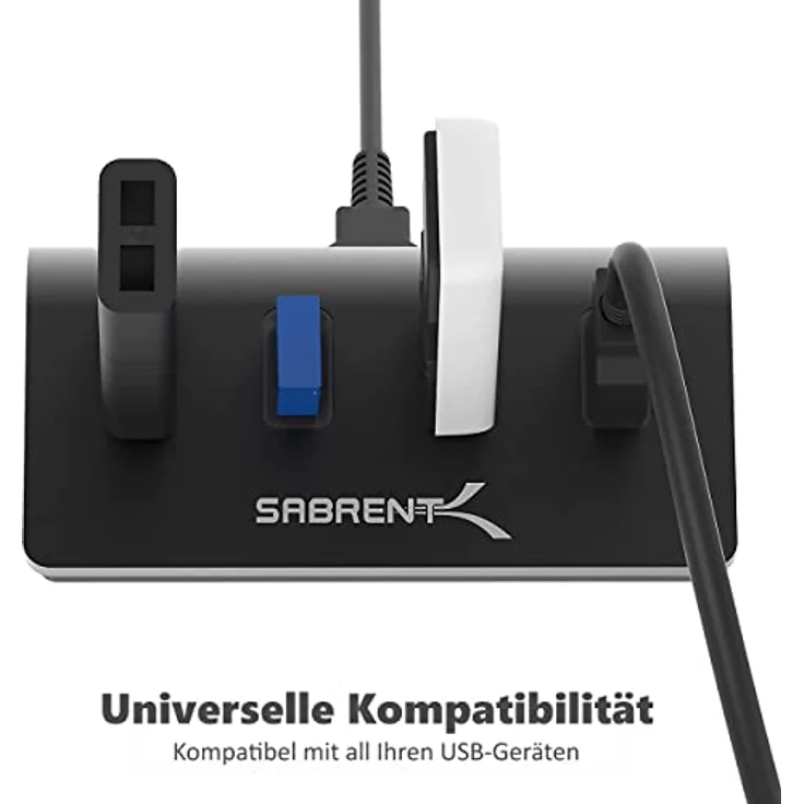 Sabrent USB HUB - Premium 4-Port USB 3.0 Schwarz Aluminum Hub (76cm Kabel) für iMac, MacBook, MacBook Pro, MacBook Air, Mac Mini oder einem beliebigen PC [Schwarz] (HB-MC3B) – Bild 4