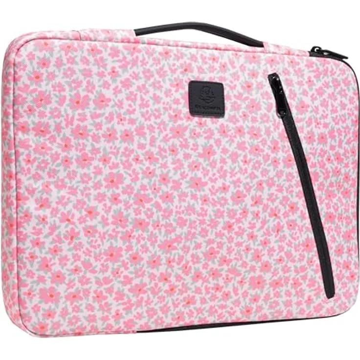 Exacompta Laptophülle Liberty, Kunstfaser, rosa, bis 35,6 cm (14 Zoll), wasserabweisend, mit einziehbarem Griff und Reißverschlusstasche – Bild 3
