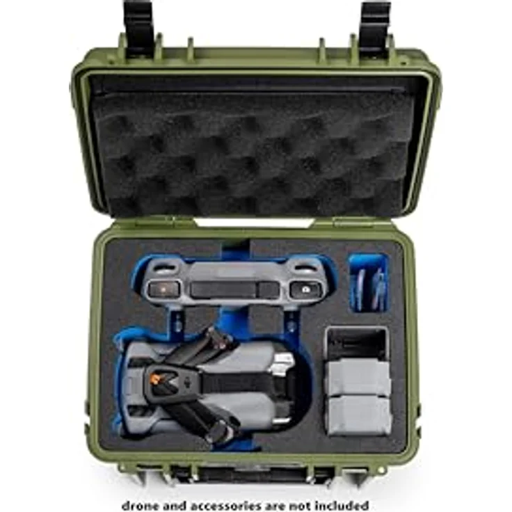 B & W International Transportkoffer für DJI Mini 5 Pro, extrem stabil, wasserdicht nach IP67, mit Hartschaumanlage und Deckeltasche, schwarz/blau – Bild 4