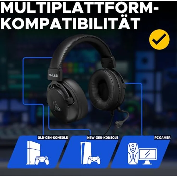 The G-Lab KORP-TITANIUM, Kabelgebundene Kopfhörer mit Mikrofon und supra-auralem Design, schwarz – Bild 6