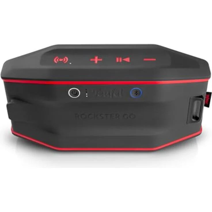 Teufel ROCKSTER GO 2 – Mobiler Bluetooth-Lautsprecher, 15h Akku, IP67 wasserdicht, Dual Pairing, MP3-Player, Mikrofon, Schwarz/Rot – Bild 4