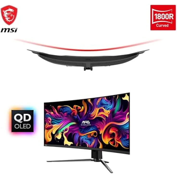 MSI MAG 341CQPA QD-OLED, 34-Zoll UWQHD Curved Gaming Monitor, 175 Hz, 0,03 ms, 99% DCI-P3, DisplayHDR True Black 400, HDMI 2.1, USB Typ C – Bild 2