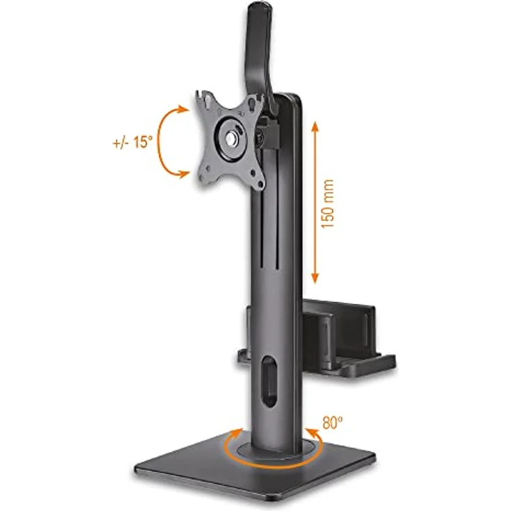 myWall Tischhalterung HL60L, Monitor Tischhalterung für 17-32 Zoll, Halterung für Mini PC , Höhenverstellbar, Neigbar, Drehbar und Horizontal anpassbar mit Federsystem, VESA 75/100, Gewicht 2-7 kg – Bild 3
