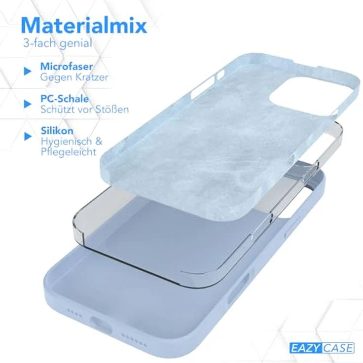 EAZY CASE Premium Silikon Handyhülle für iPhone 16 Pro Max, Slimcover mit Kameraschutz, Microfaser-Innenseite, Hell Blau – Bild 5
