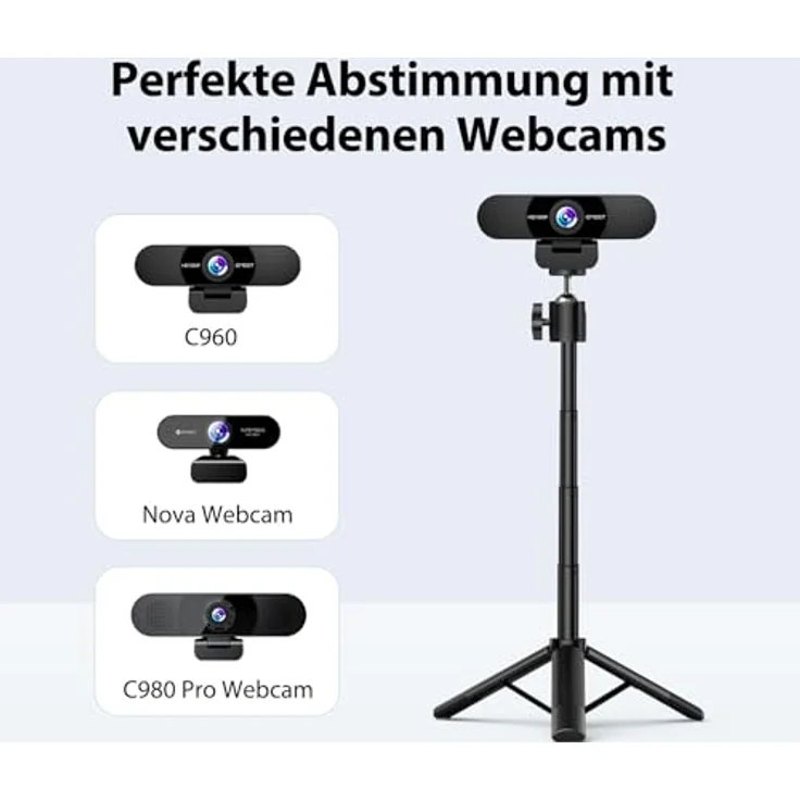 EMEET TD303 Stativ, Versenkbares Tripod für Webcam und Kamera, Höhe 17-47 cm, 1/4 Zoll Schraube, leicht und tragbar – Bild 4