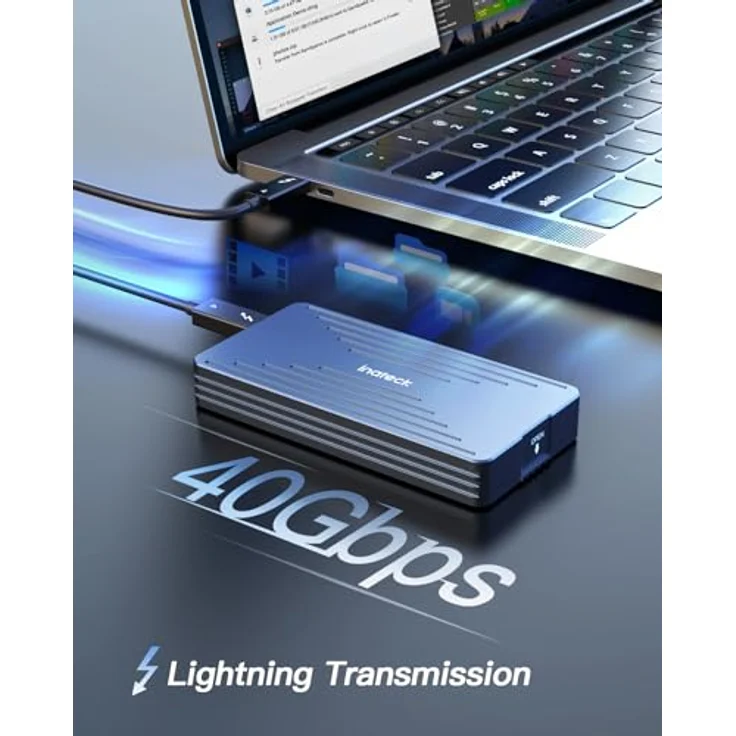 Inateck 40Gbps M.2 NVMe SSD-Gehäuse, Aluminium Festplattengehäuse, USB4.0/Thunderbolt 4, werkzeuglose Installation, unterstützt 2230/2242/2260/2280 SSDs, M-Key, FE2028 – Bild 2