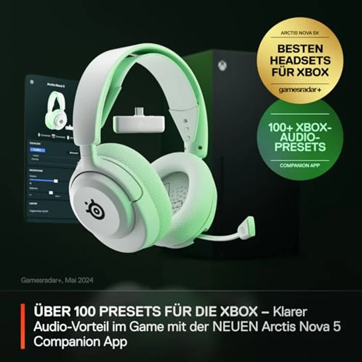 SteelSeries Arctis Nova 5X Wireless Gaming Headset - Über 100 Audio Presets - 60 Std. Akkulaufzeit - 2,4 GHz oder BT - ClearCast Gen2.X-Mik - Xbox, PC, PS - Weiß – Bild 2