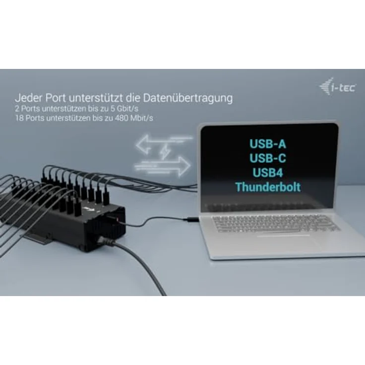 i-tec USB-C/USB-A Metall-Lade- und Daten-HUB, 15 W pro Anschluss, 20 x USB-C – Bild 4