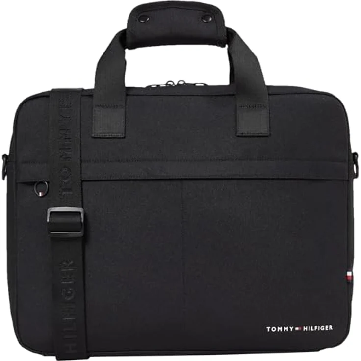Tommy Hilfiger TH Element Computertasche, Laptop-Tragetasche bis 15,6 Zoll, wasserabweisendes Polyester, Schwarz – Bild 1