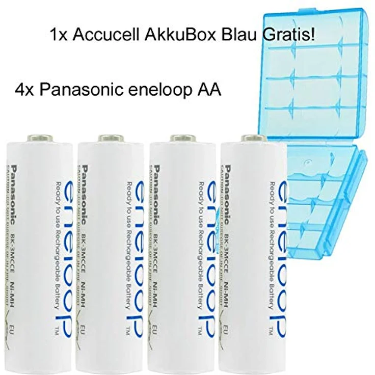 AccuCell eneloop Mignon AA NiMH Akkus, wiederaufladbar in Storage Case Box Blau – Bild 3