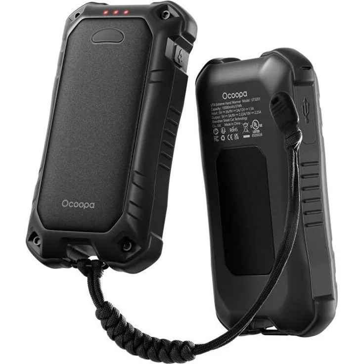 Ocoopa UT3201, Elektrischer Handwärmer mit 10.000 mAh Akku und Powerbank-Funktion, schwarz