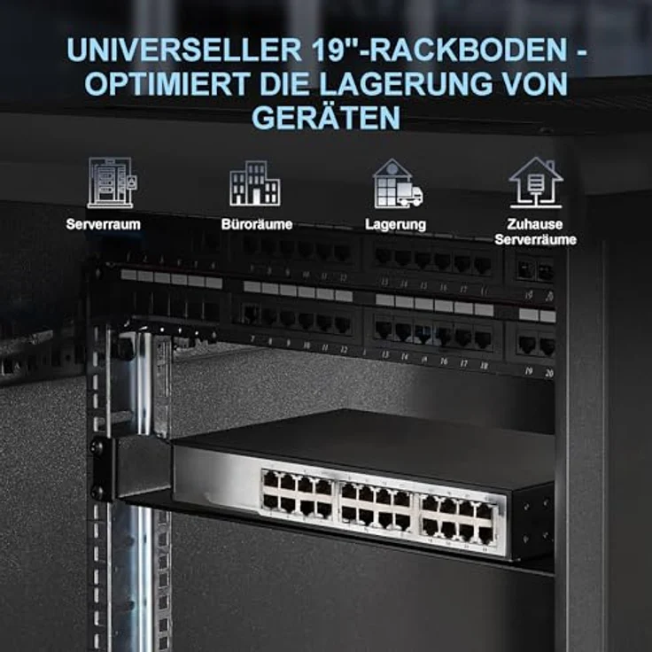 EXTRALINK 19 Zoll Fachboden 1HE, perforierter Rackboden für Netzwerkschrank, 250 mm Tiefe, 20 kg Tragkraft, schwarz – Bild 3