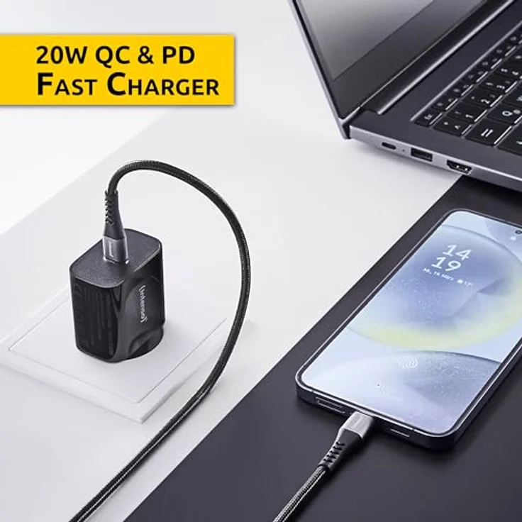 Intenso Power Adapter W20C, 20W Schnellladegerät mit USB-C Anschluss, kompatibel mit iPhone, Samsung Galaxy, iPad und mehr, schwarz – Bild 3