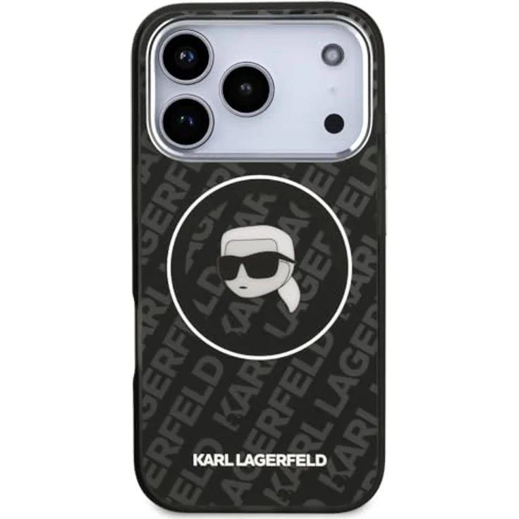 CG MOBILE Karl Lagerfeld IML Karl Köpfe Logo Hülle, kompatibel mit MagSafe, für iPhone 17 Pro Max, schwarz, TPU/PC Hardcase – Bild 3