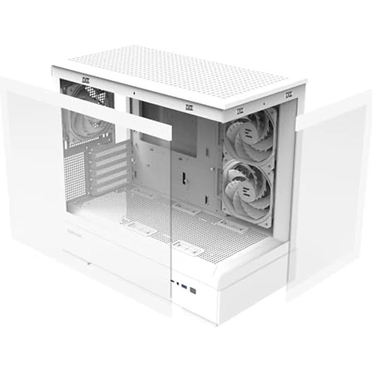 Zalman P30 V2 PC-Gehäuse, Mini-Tower mATX mit RGB-Beleuchtung und Tempered Glass – weiß, Platz für bis zu 9 Lüfter und 360 mm Radiatoren – Bild 11