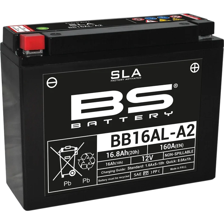 BS Battery BB16AL-A2, Wartungsfreie AGM-Batterie, 12V 16Ah, werkseitig aktiviert, hohe Vibrationsbeständigkeit
