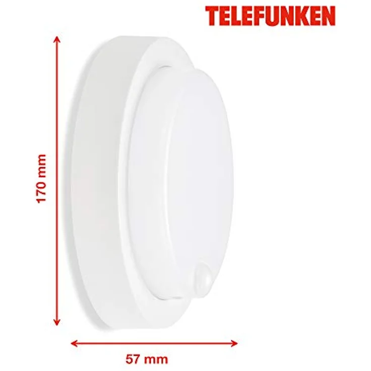 TELEFUNKEN - LED Außenwandleuchte, Außenwandlampe inkl. Bewegungsmelder, inkl. Dämmerungssensor, 12 Watt, 1.150 Lumen, 4.000 Kelvin, IP44, Weiß, Ø 17cm, 315306TF – Bild 5