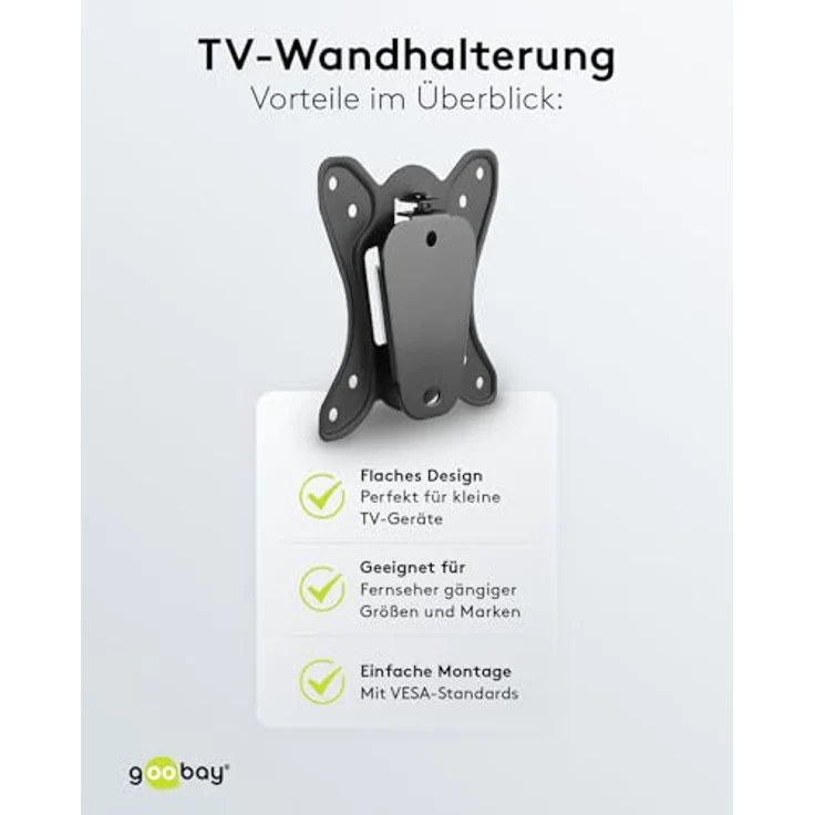Goobay Fixed Wall Mount S, TV-Halterung für Fernseher von 23 bis 42 Zoll, schwarz – Bild 5