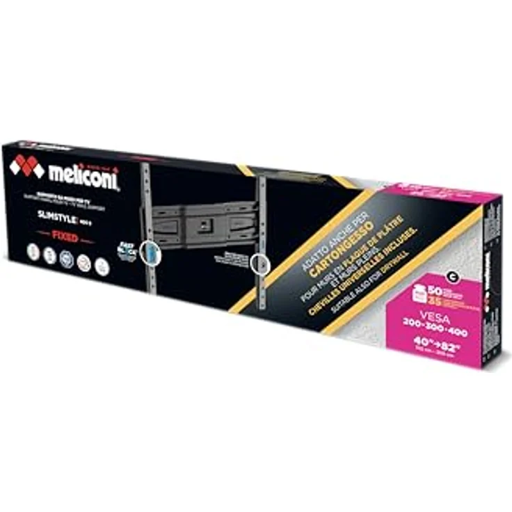 Meliconi Slimstyle Plus 400 S TV-Wandhalterung, für 40-82 Zoll TVs, Vesa 200-300-400, Fast Block, Made in Italien – Bild 4