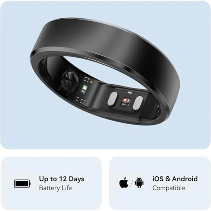 RingConn Gen 2 Smart Ring, Fitness-Tracker mit Schlaf- und Herzgesundheitsüberwachung, schwarz – Bild 6