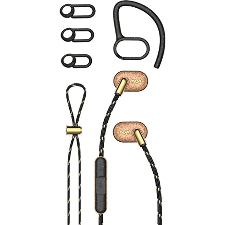 House of Marley Uprise In-Ear Kopfhörer, 8 Std. Akkulaufzeit, Schweiß- und Wetterfest (IPX5), anpassbare Passform, integrierte Steuerung & Mikrofon, verwicklungsfreies, umwebtes Kabel, brass – Bild 4