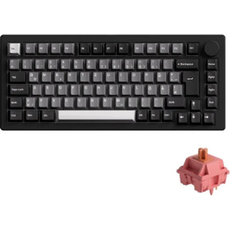 AKKO MonsGeek M1 V5 VIA Gaming Tastatur, 75%, RGB, ISO-DE/UK/Nordisches Layout - Schwarz / Silber, Rosewood Switches
