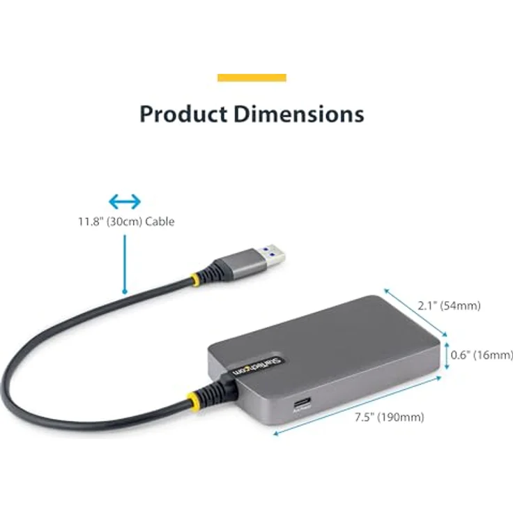 StarTech.com 4-Port USB-A Hub, 5Gbps, Busbetrieben mit USB-C-Netzteil Port, Mini Reisehub für Laptop, schwarz – Bild 4