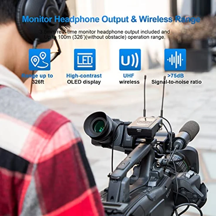 Saramonic UwMic9S Kit1 TX+RX, UHF-Drahtlos-Mikrofonsystem mit abnehmbaren Antennen und OLED-Display, inkl. DK3A Ansteckmikrofon – Bild 7