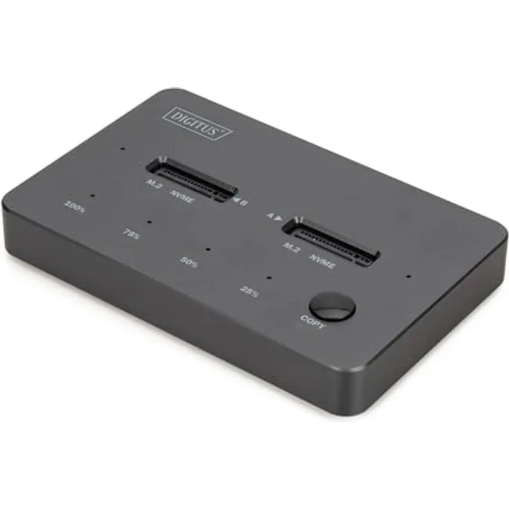 Digitus DA-71545-1, NVMe Klonstation USB3.1 Gen2 Typ-C für 2 M.2 SSDs bis 4 TB, Festplattengehäuse, Schwarz