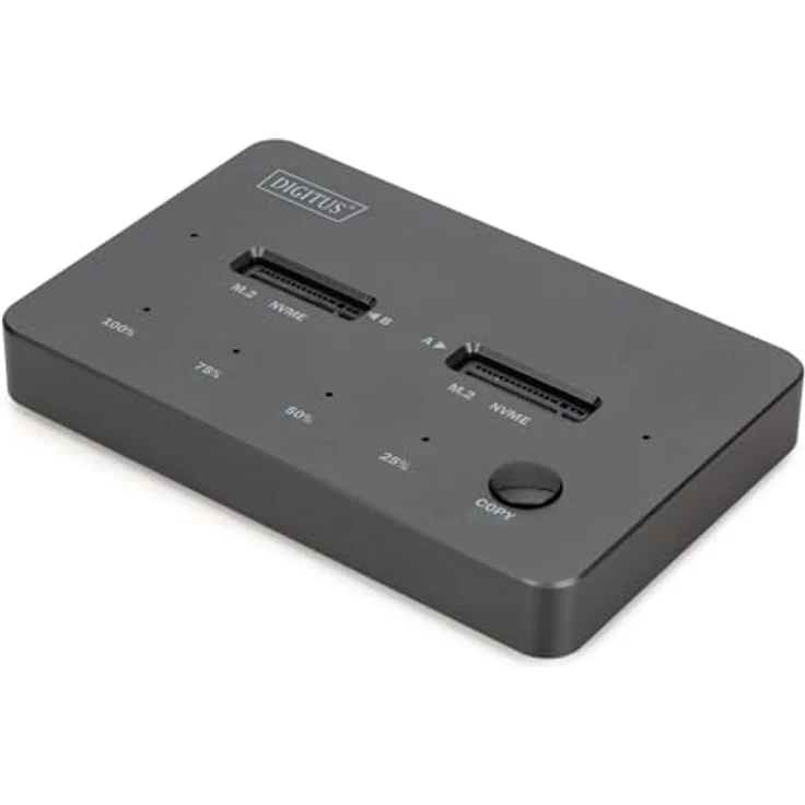 Digitus DA-71545-1, NVMe Klonstation USB3.1 Gen2 Typ-C für 2 M.2 SSDs bis 4 TB, Festplattengehäuse, Schwarz – Bild 1